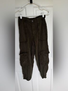 ALLSAINTS Freda Tencel Cargo Jogger Pants Olive Green Utility US 0